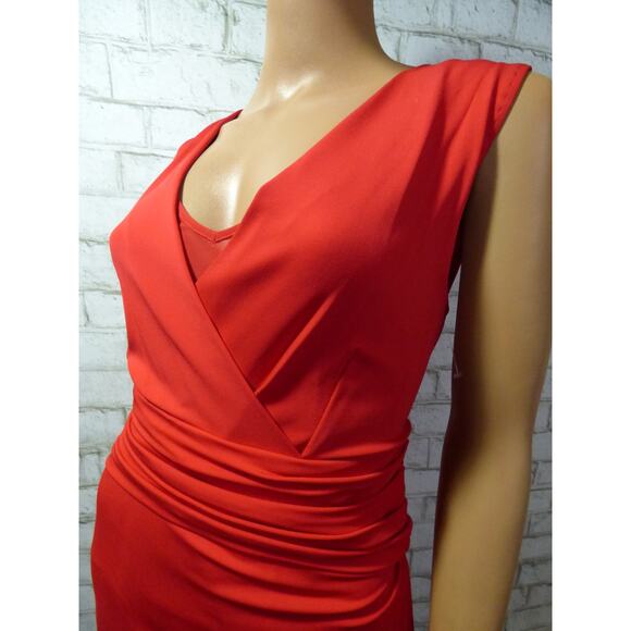$695 MaxMara Siren Red Ruched Vneck Jersey Lusso Sheath Dress 42 US 8 NEW - Picture 10 of 16